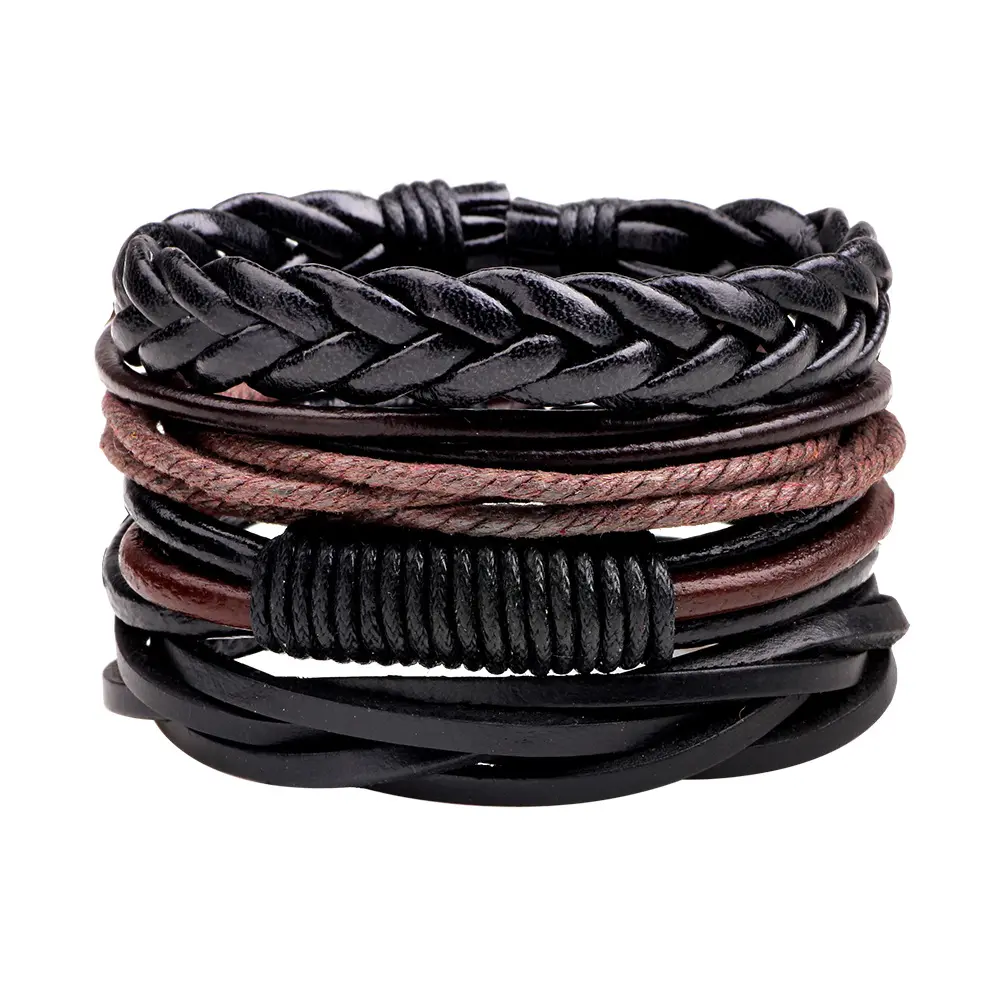 2018 Latest Design Retro Bracelet DIY Braided Leather Bangle Men's Leather Bracelet