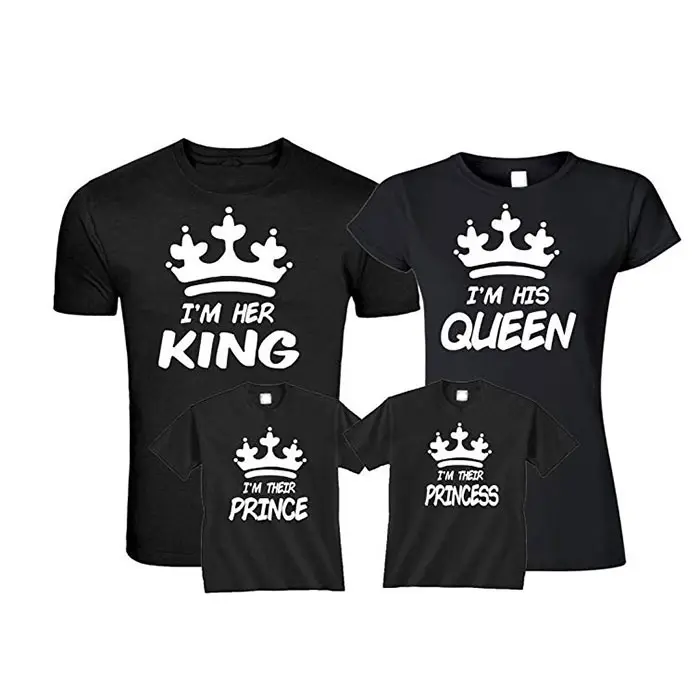 Camiseta combinando personalizada família rei e rainha amor família príncipe princesa família camiseta combinando