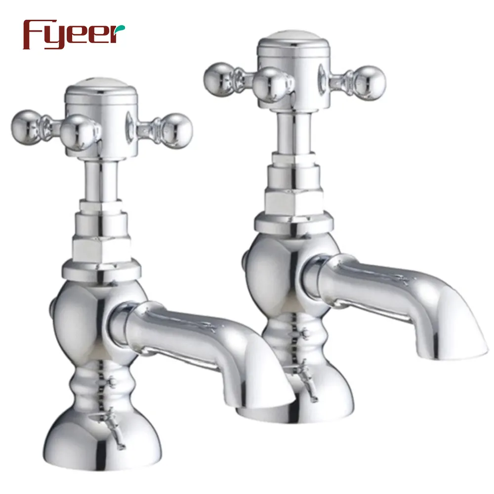 Fyeer European Style Deck Mounted Cross Handle Cold and Hot Bathtub Tap