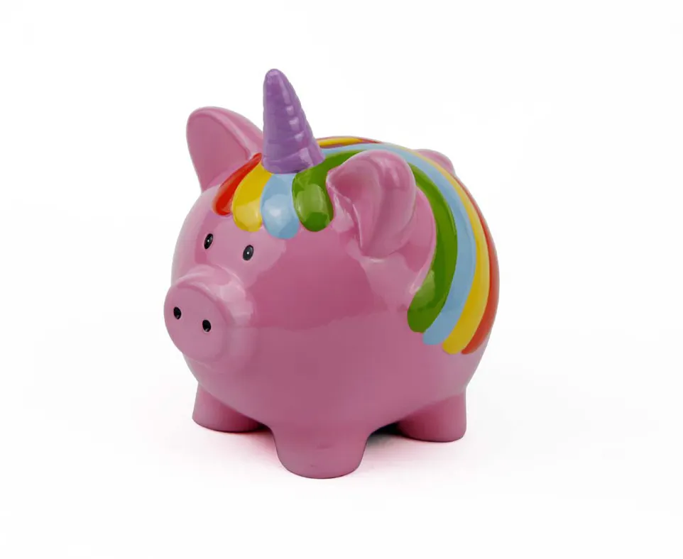 Regenboog Pig Eenhoorn Hoorn Varken Spaarpot Keramische