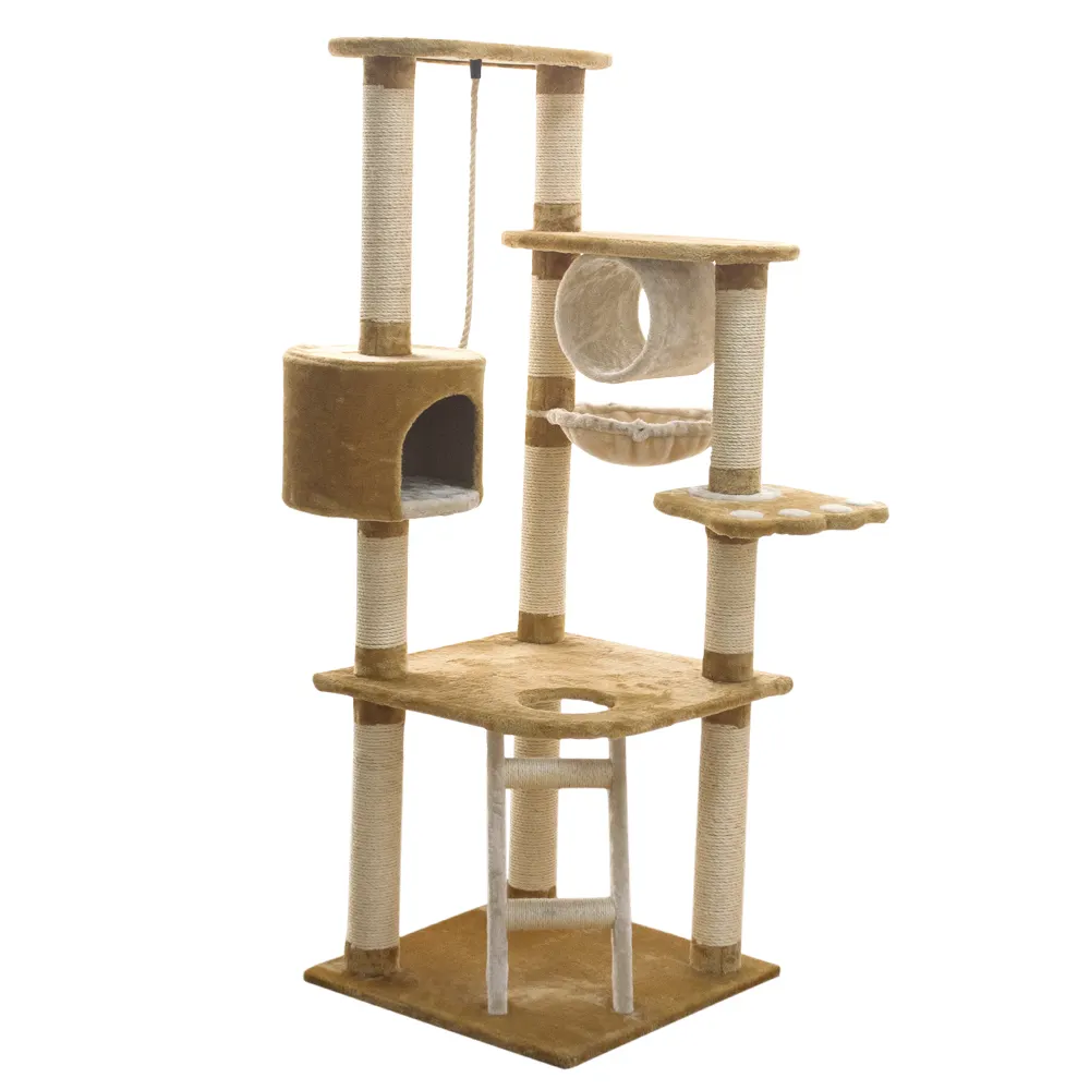 도매 자연 야외 현대 디자이너 사용자 정의 갈색 나무 나무 큰 고양이 타워 나무 고양이 가구 Condo