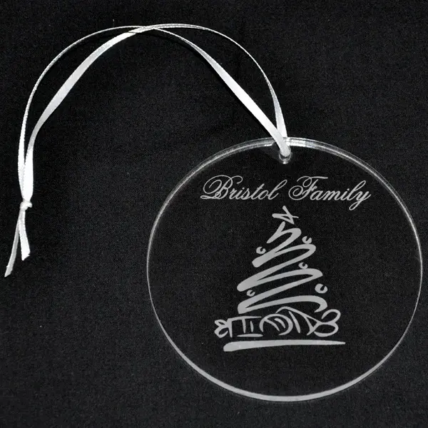 Clear Gepersonaliseerde Acryl Ornament Met Gegraveerde Grillige Boom Ontwerp Decoratie Kerst Ornament