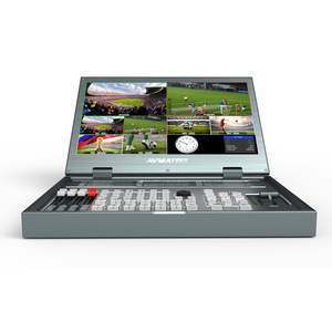15.6นิ้ว Full HD อุปกรณ์ภาพและเสียงแบบพกพา6 Video Switcher ผสม Chroma Key และ Luma Key