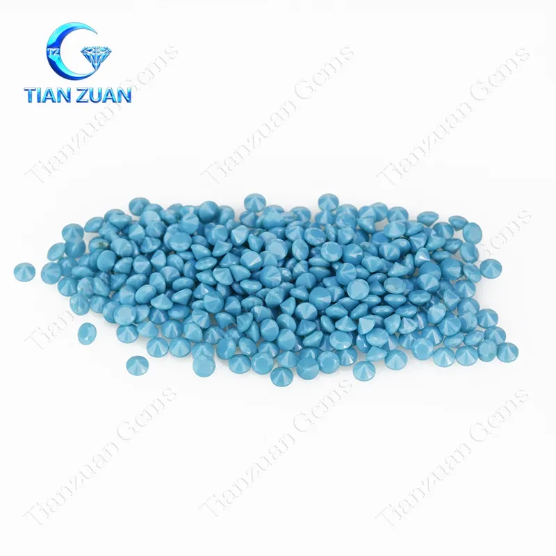Machine cut round shape turquoise nano gemstone with wholesale price