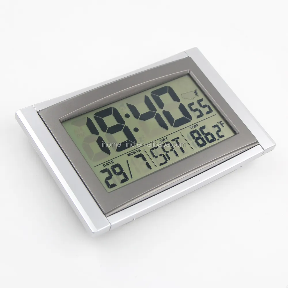 شاشة LCD كبيرة عرض راديو رقمي ساعة حائط يمكن التحكم بها الجدول ساعة مكتب ساعة الكوارتز التناظرية سطح المكتب (الحامل الخلفي) أو غرفة المعيشة الجدار شنقا