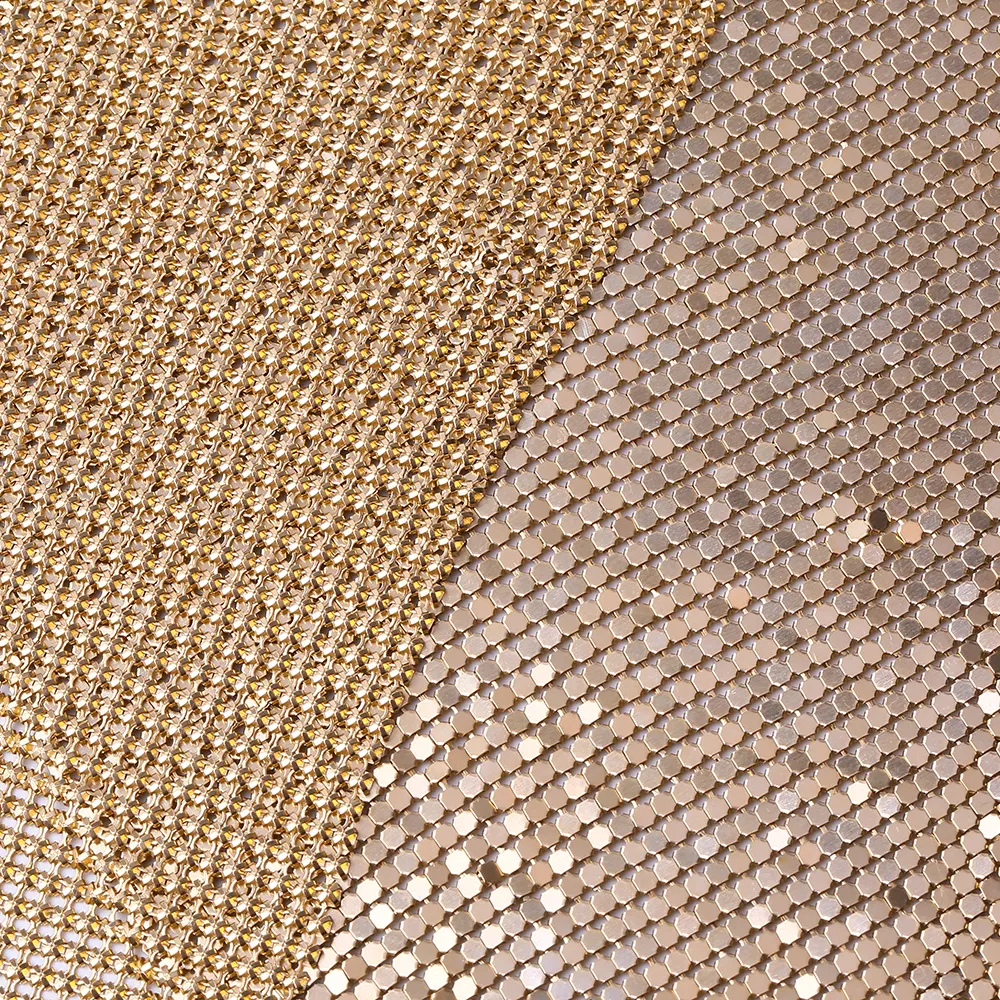 Nouveau tissu à mailles en aluminium de XULIN, étoffe métallique décorative pour paillettes, tissu à maille métallique Flexible