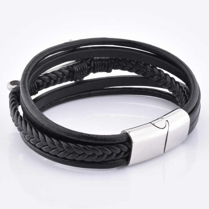 Pulseiras de couro masculinas artesanais mais recentes com pingente de ancoragem