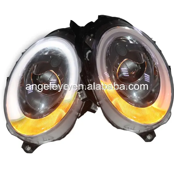 Lampu Depan LED BMW Mini Cooper, Lampu Sorot Mobil Asli, Lampu Halogen Mata Malaikat 2014 Tahun untuk BMW Mini Cooper Clubman R55 R56 R57