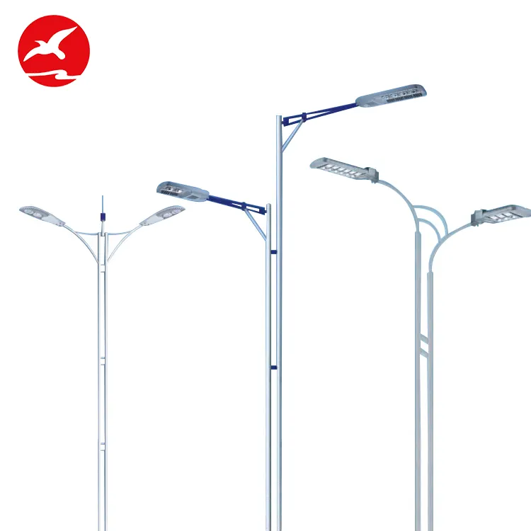 Goede Kwaliteit Aanpassen Ip65 6M 10M Thermisch Verzinkt Staal Dubbele Arm Led-straatverlichting Pole