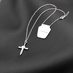 สร้อยคอจี้ไม้กางเขนสีเทาหางนางฟ้า - Product Image 6