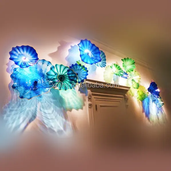 Стеклянная скульптура в форме листа, вручную выдувное муранское стекло ручной работы, Европейский цвет, глазурованный цветок лотоса, отель народного искусства