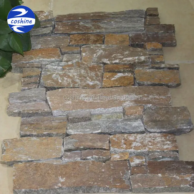 Decorativo naturale arrugginito quarzite coltivate pietra ricostruita pannelli per il rivestimento della parete