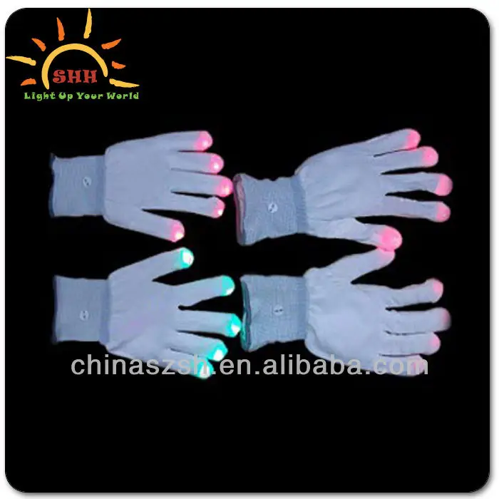 Light up blinking LED glove light with colorful LED produced in China