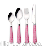 Esmeyer rostfrei besteck 18/0 punho plástico colorido 24pcs talheres conjunto colorido punho plástico 24pcs talheres conjunto