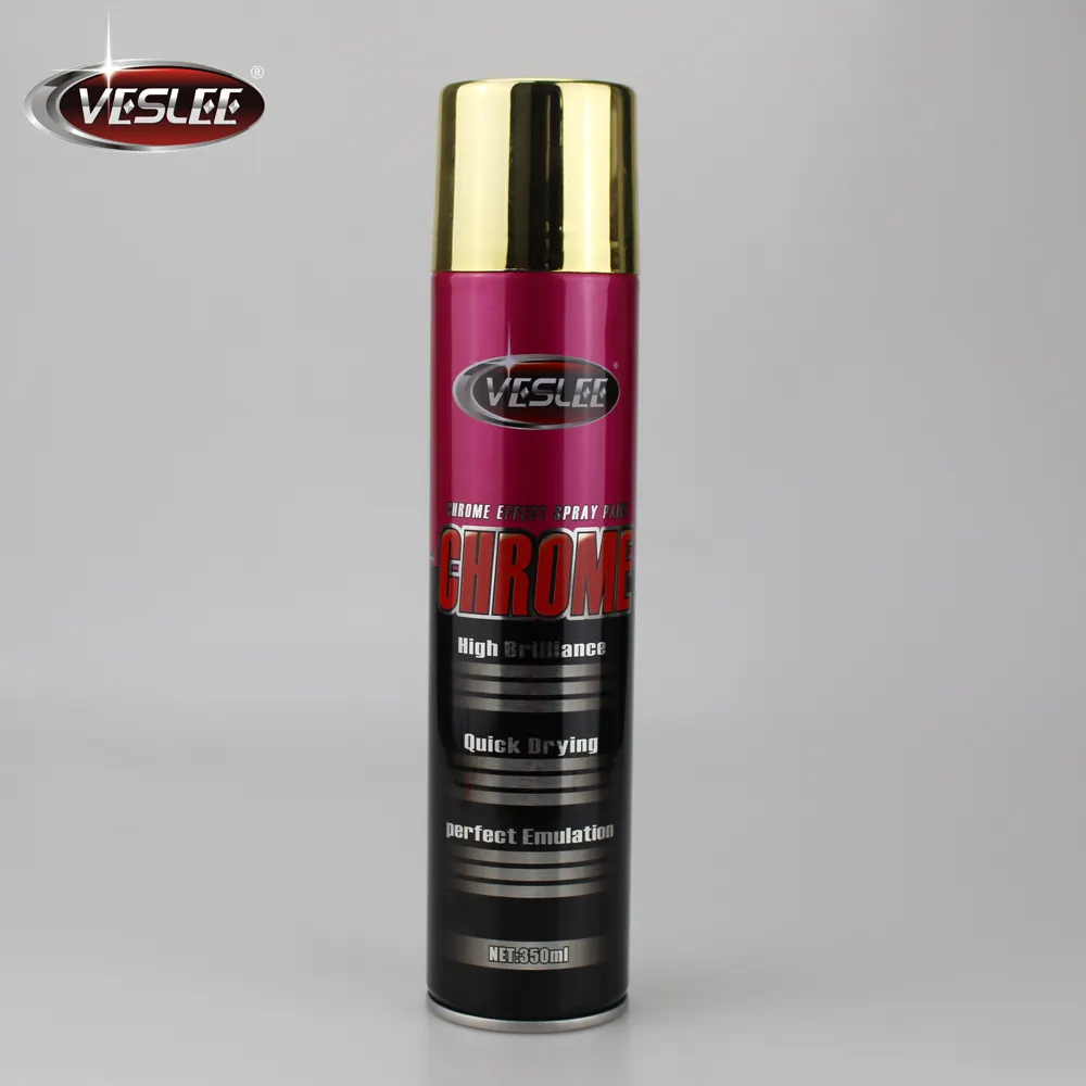 VESLEE Cat Akrilik, Primer Akrilik Berkilau Vinil Gloss Tinggi Cat Semprot Krom Aerosol