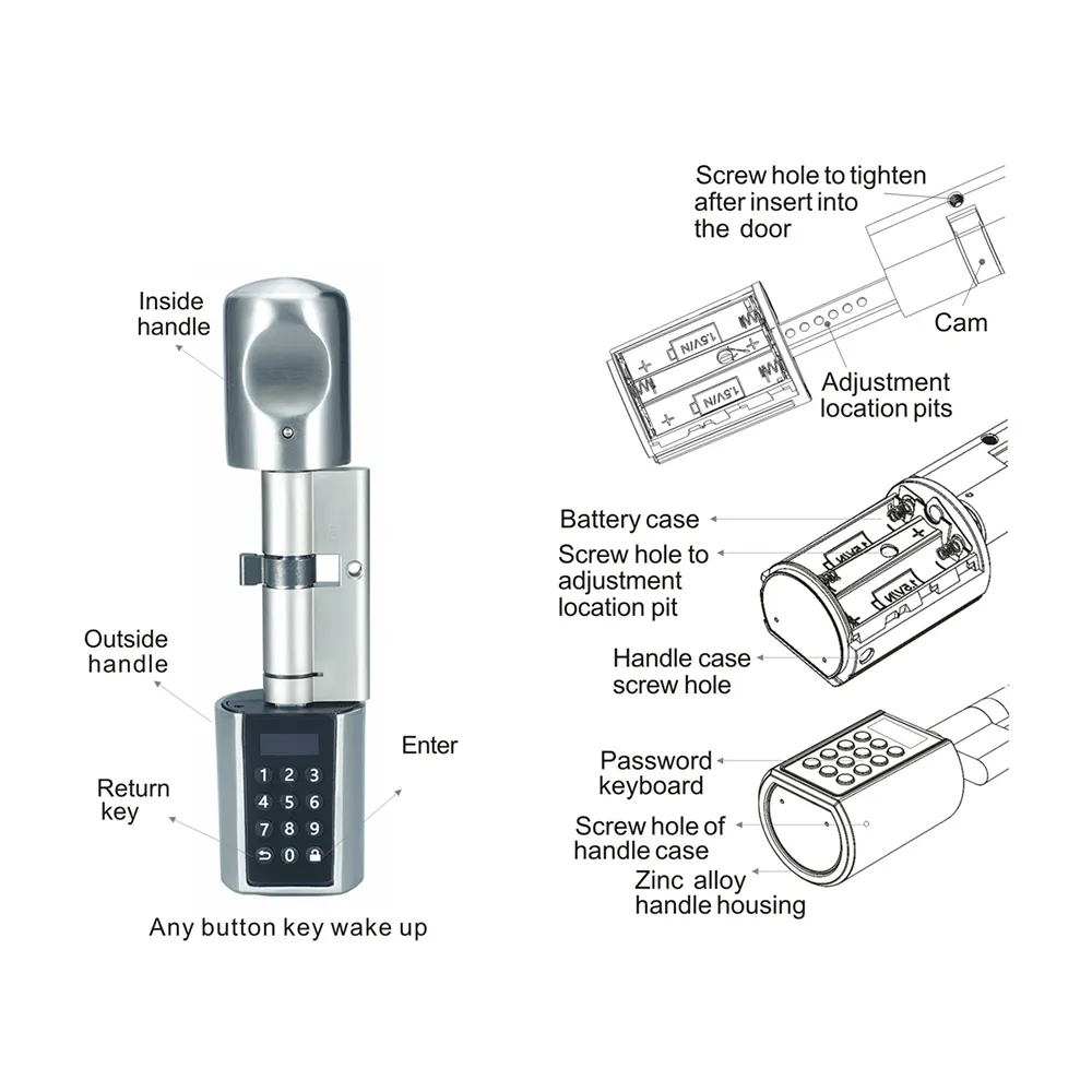 Ttlock — serrure de porte, sans clé, avec mot de passe, temporaire, 55-105mm, pour hôtel, placer sur une seule application