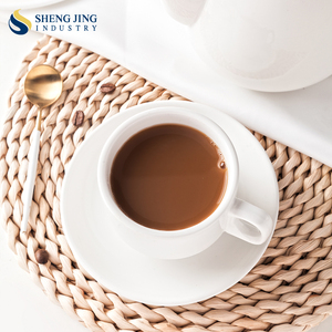 Shengjing高品質セラミック卸売ホワイトコーヒーカップとソーサー6オンス磁器コーヒーカップセットホテルレストランカフェ用