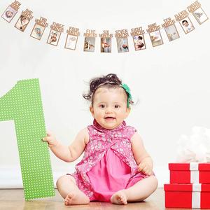 1st doğum günü bebek fotoğraf afiş yenidoğan 12 ay aylık kilometre taşı fotoğraf Bunting Garland ilk doğum günü kutlama - Product Image 5
