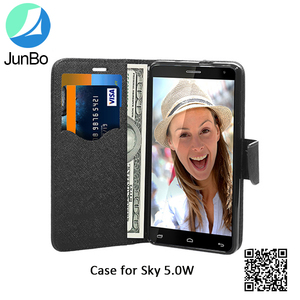 2016 trend ürünleri Deri kılıf pu cüzdan kart tutucu telefon kapak için sky 5.0 <span class=keywords><strong>w</strong></span>