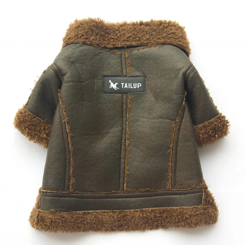 Petite veste pour chien XL Vêtements pour animaux de compagnie Enduit Style de fourrure chaude et confortable avec motif de sport à la mode solide en cuir PU 5-7 jours