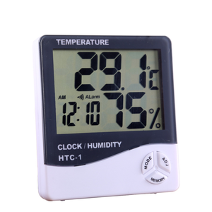 Termómetro Digital HTC-1 higrómetro con pantalla LCD grande y función de reloj, Sensor de temperatura, medidor de humedad - Product Image 1