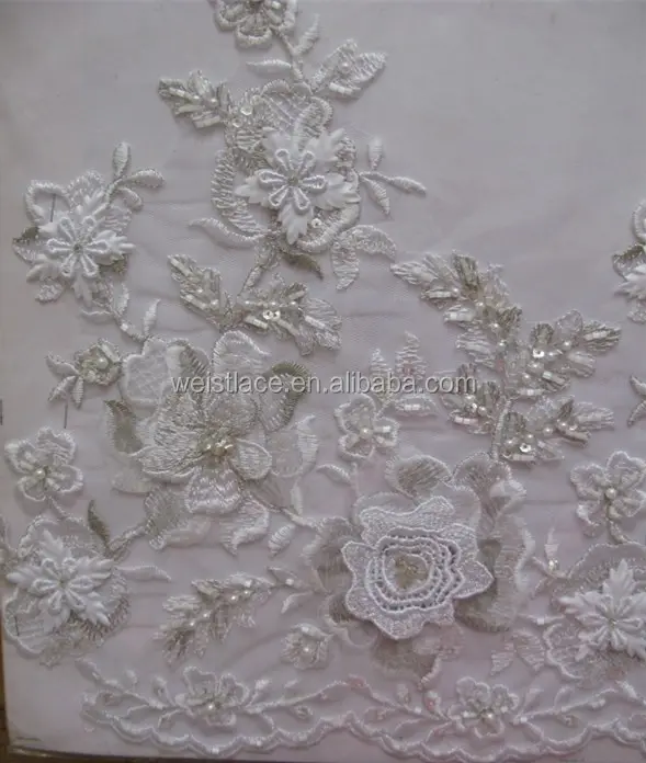 2015 rede de bordado de rendas com motivos de flores 3d para roupas de mesa e noiva
