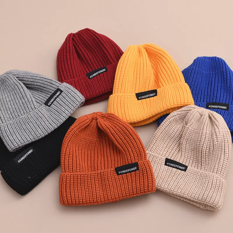 Pequeño MOQ pescador al aire libre Slouchy Running gorro de invierno de punto personalizado acanalado niños bebé sombreros de invierno para niños Beanie Hat