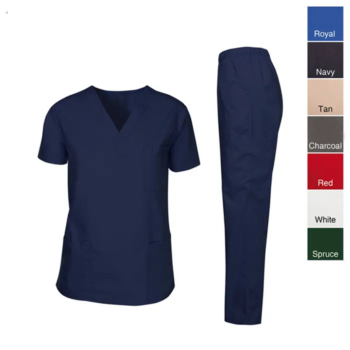 Ensemble de 3 poches pour femmes, uniforme d'infirmière, haut de gommage, pantalon à taille élastique