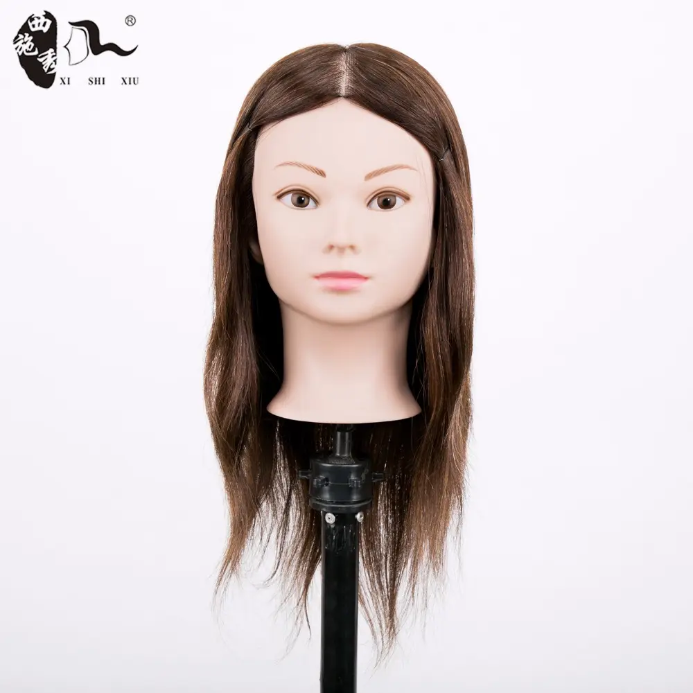 Vente en Gros de Mannequin Féminin de Cheveux Humains Noir Brun Blond Couleur Tête de Mannequin d'Entraînement pour Salon