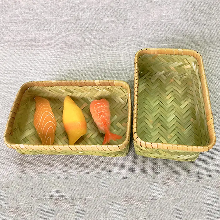 Cheap Bamboo Basket Bamboo Fruit Basket Sushi Food Rectangle Basket