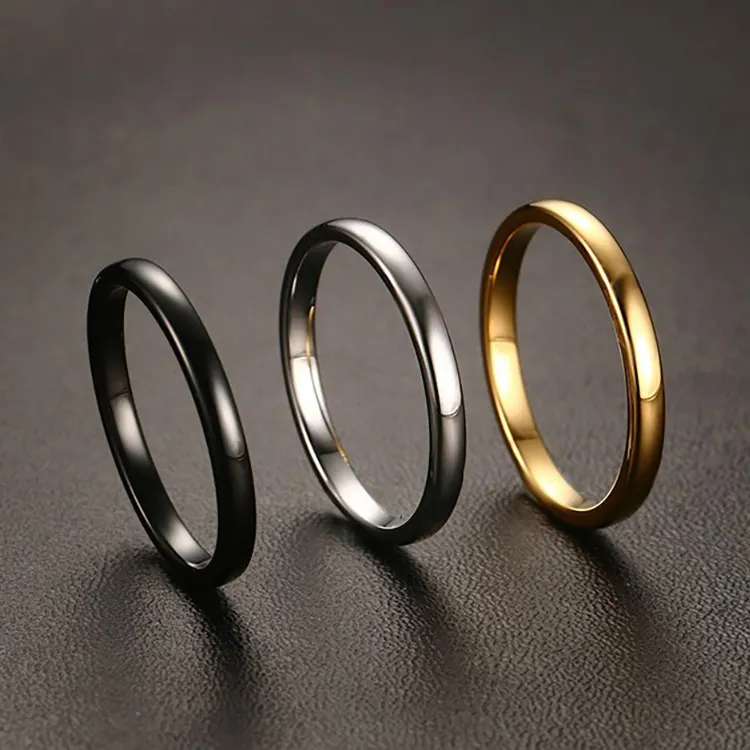 Bijoux de mariage en or personnalisés Bagues en carbure de tungstène 2mm pour femmes