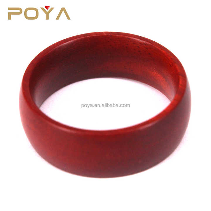 Sándalo rojo, madera banda de boda anillo para él y ella, 8mm abovedado Comfort fit