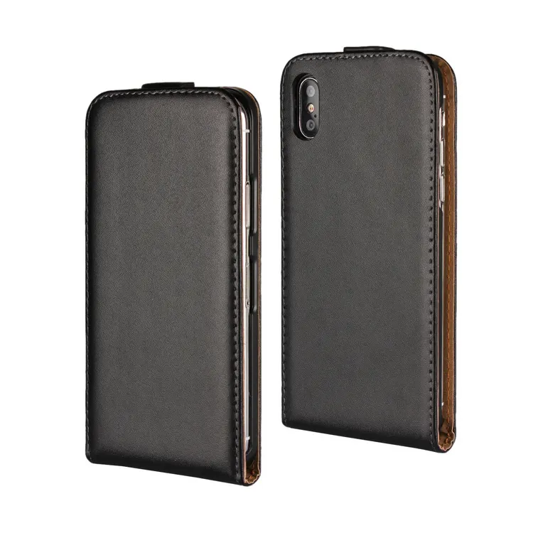 Real Genuine Flip Leather Phone Case For Iphone X 8 7 6 6s plus 5 5S SE 5C PC Back Cover