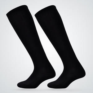 男性膝高い固体白黒サッカーソックス - Product Image 6