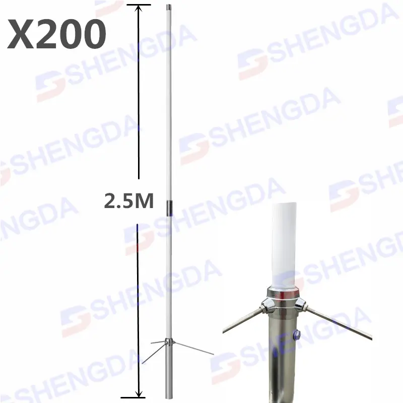 6/8dB 144/430MHz VHF UHF الماس X200 الألياف الزجاجية هوائي بقاعدة