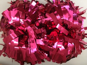 Handwork Team Sports 4 Inch Metallic Hot <strong>pink</strong> Pom Poms Cheerleading - Product Image 6