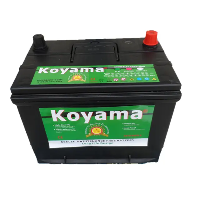 12 V 75Ah MF Automotive Batteria 80D26R MF Batteria Auto