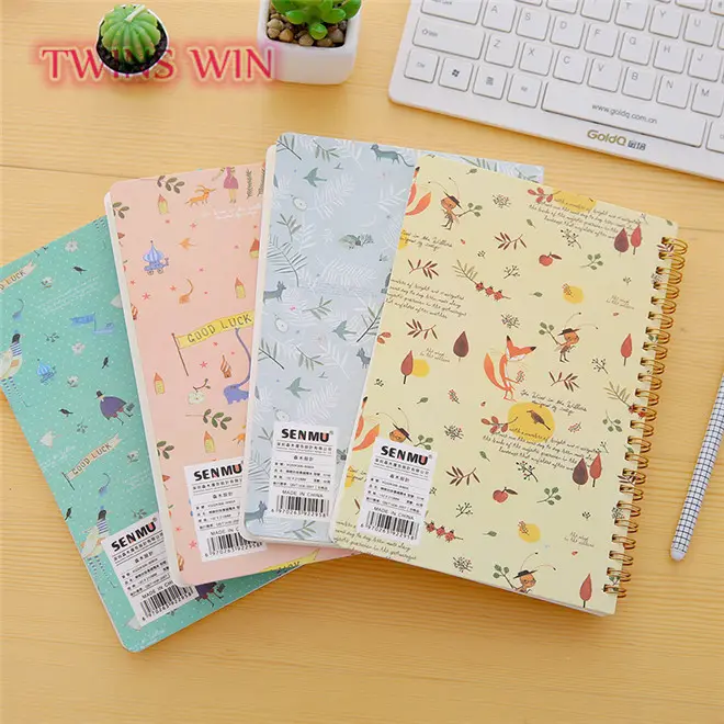 ¡En Stock! Venta caliente papelería 2018 coreano flor diseño espiral kraft cubierta reciclado eco amigable papel cuaderno para la escuela