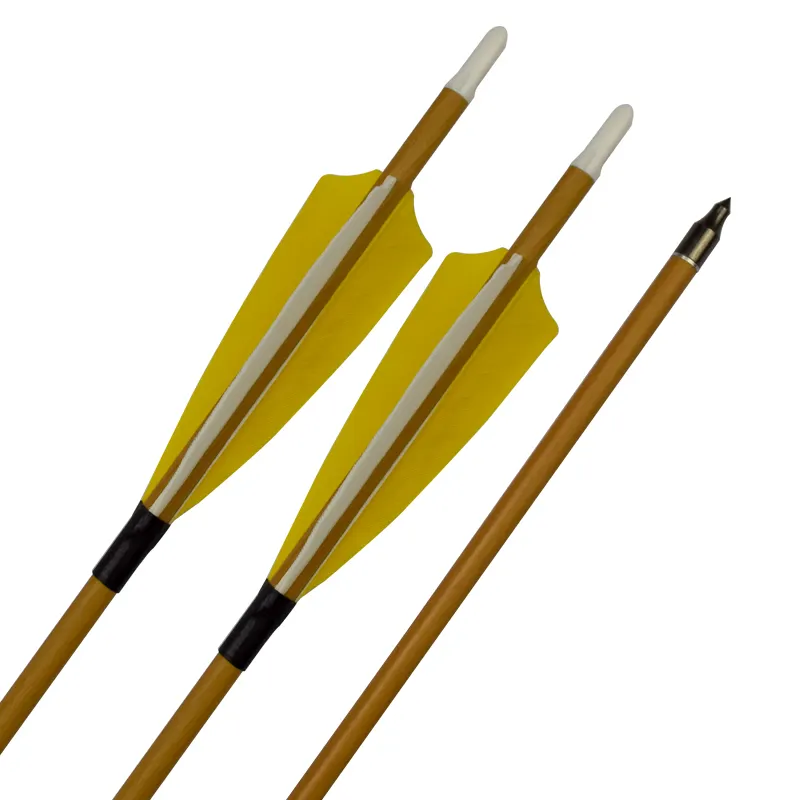 Flecha de pluma de pavo amarillo arco de tiro con arco tradicional para Flecha de pluma de pavo de carbono de 30"