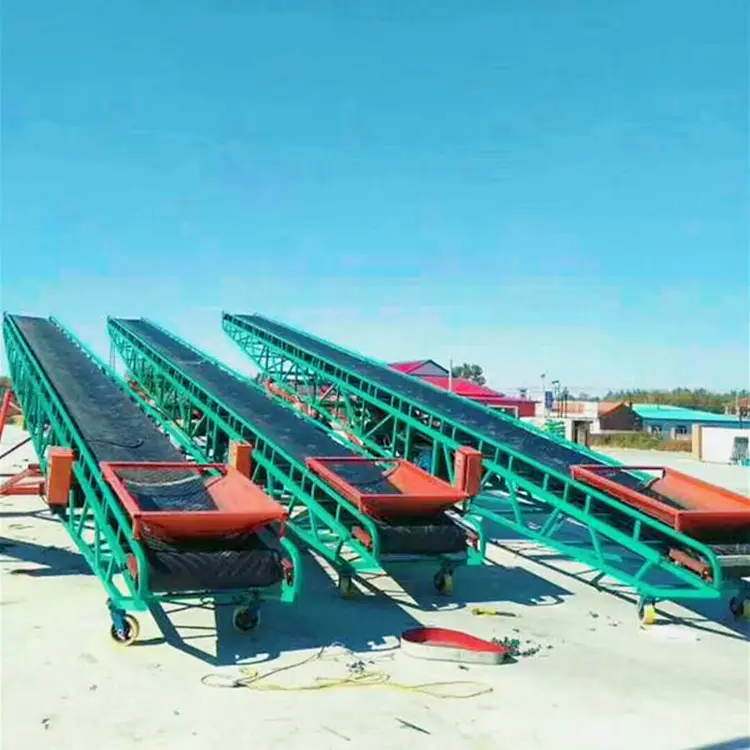 Light Mobile Industrial Belt System Inclined Conveyor Machine With Hopper