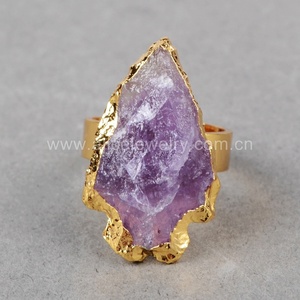 G0699天然粗糙黑曜石石戒指，黑色箭头戒指，黄金首饰 - Product Image 6