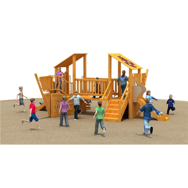 Novo design de madeira campo de jogo externo para crianças