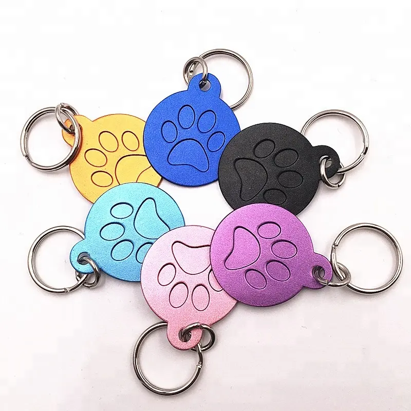 Etiqueta láser de aluminio anodizado para perro, Logo personalizado grabado, barato de fábrica, código Qr, mascota