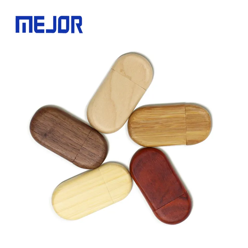 Elipse Memory Stick de madera 8G promoción caja de regalo de boda 4G USB Flash Disk 16G oval Wood pen drive