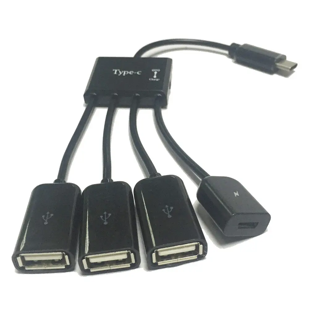 4 In 1 Micro USB Power Charging and Data Transfer Host OTG Hub Adapter Cable