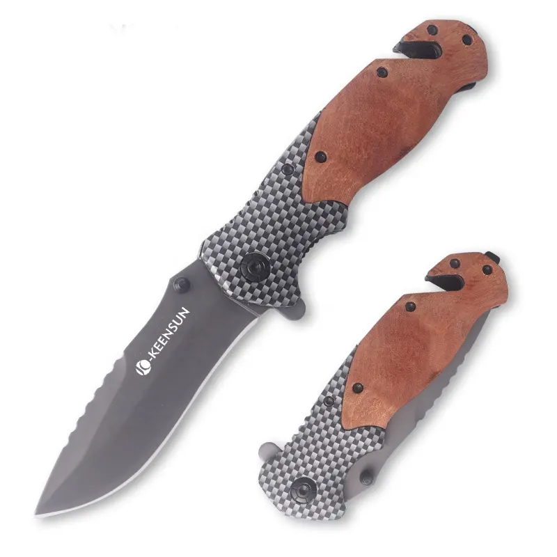 X50 couteau de poche utilitaire tactique pliant manche en bois vente en gros pour chasse en plein air camping survie