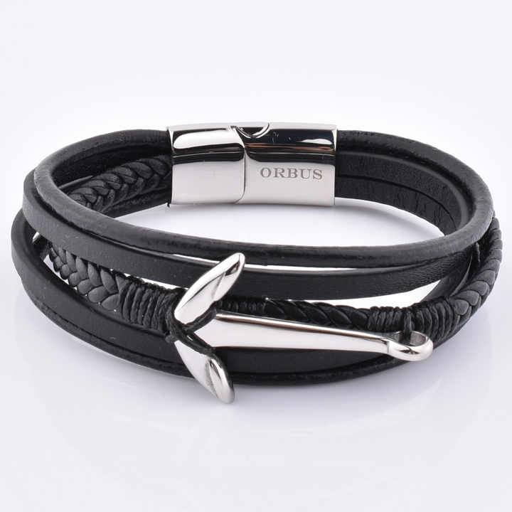 Pulseiras de couro masculinas artesanais mais recentes com pingente de ancoragem
