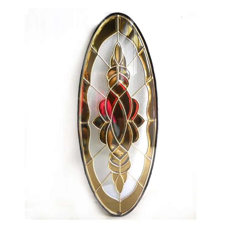 Stained Exterior Door Oval Decorative Glass panels for doors Inserts