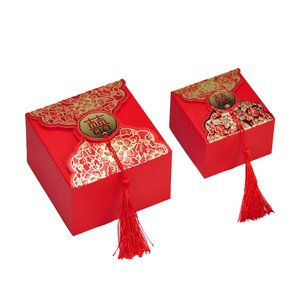 Kırmızı küçük akıllı özel şerit düğün şeker kutusu - Product Image 1