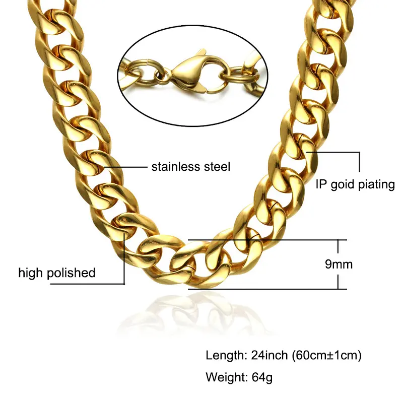 Commercio all'ingrosso di Oro Catena Al Collo Disegni Oro Gioielli 316L Catena In Acciaio Inox